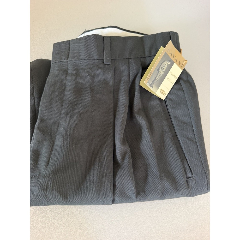 NWT Savane Premier MenS 33x30 Gray Wrinkle Resistant Pleated Tapered Dress Pants